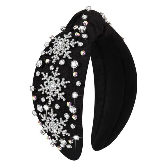 Christmas Headband Women Snowflake Crystal Knotted Holiday Party Accessory main image 4